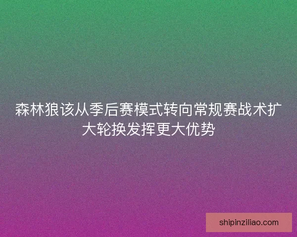 森林狼该从季后赛模式转向常规赛战术扩大轮换发挥更大优势